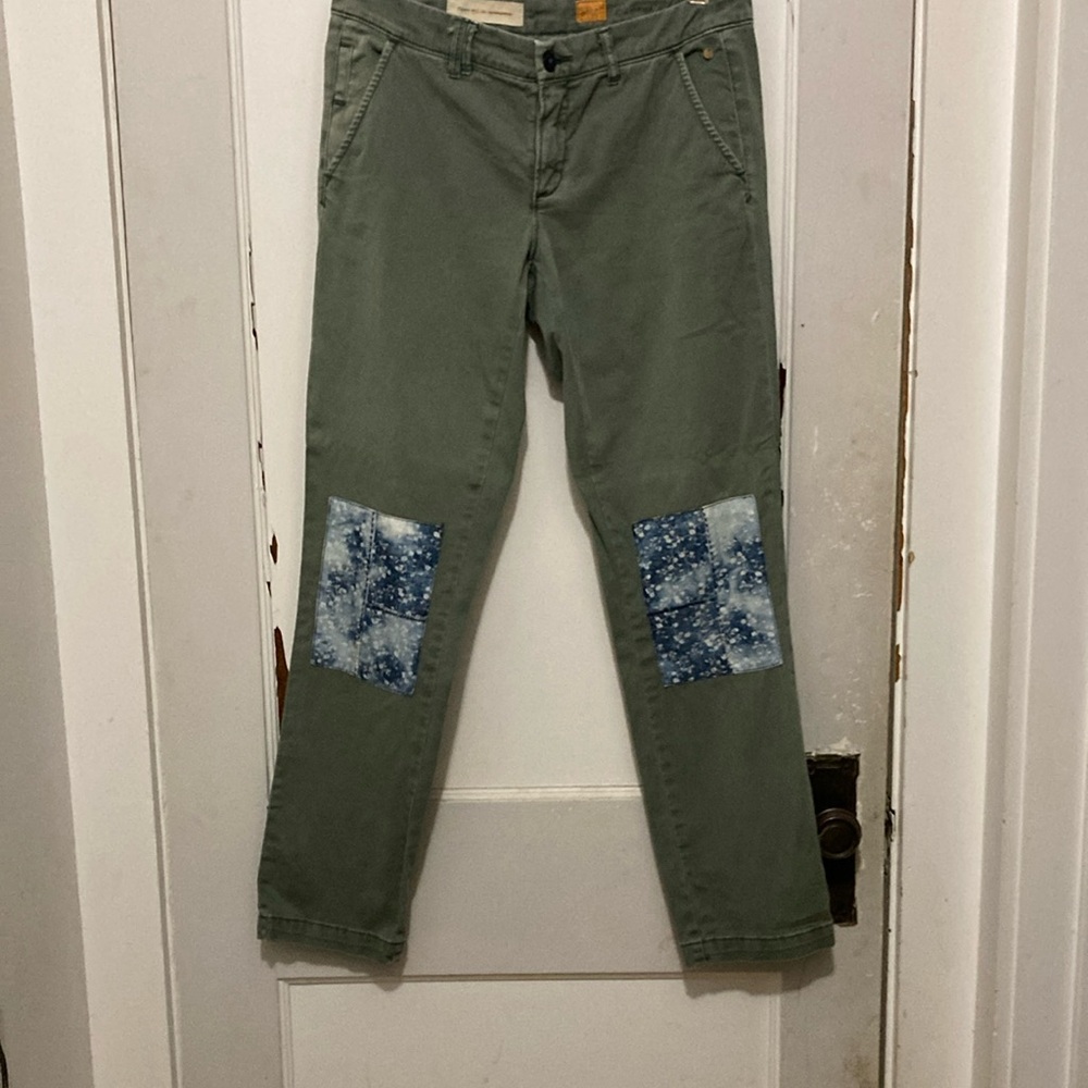 Green Pants with Blue Patchwork